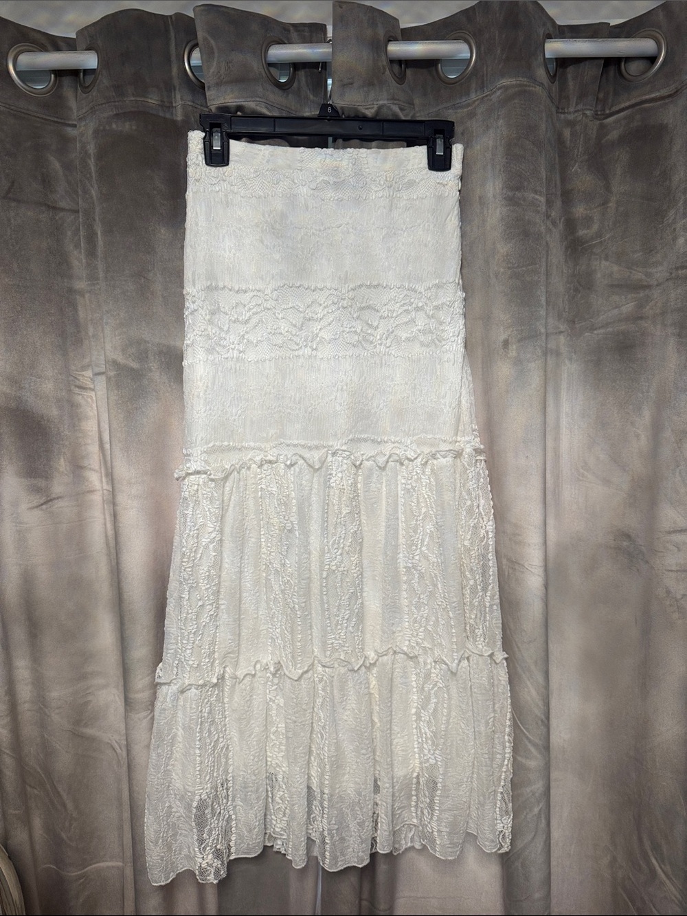 Lulu's White Lace Tiered Maxi Skirt